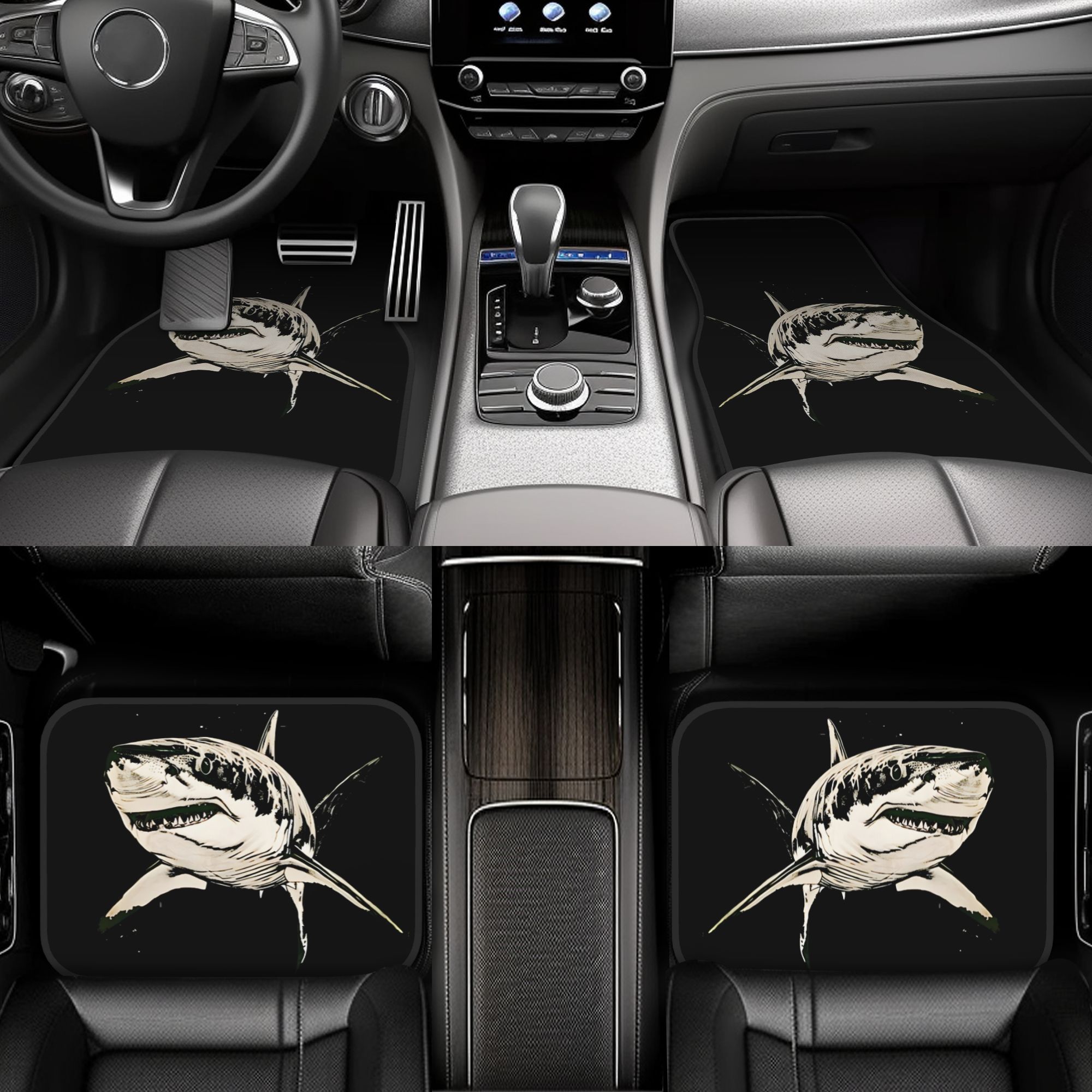 Interior Design Sketch - 4 stuks retro schets haai auto