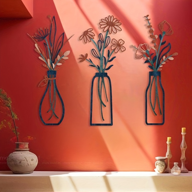 Interior Design Office - 3 grote bloemige wandkunstsculpturen - moderne