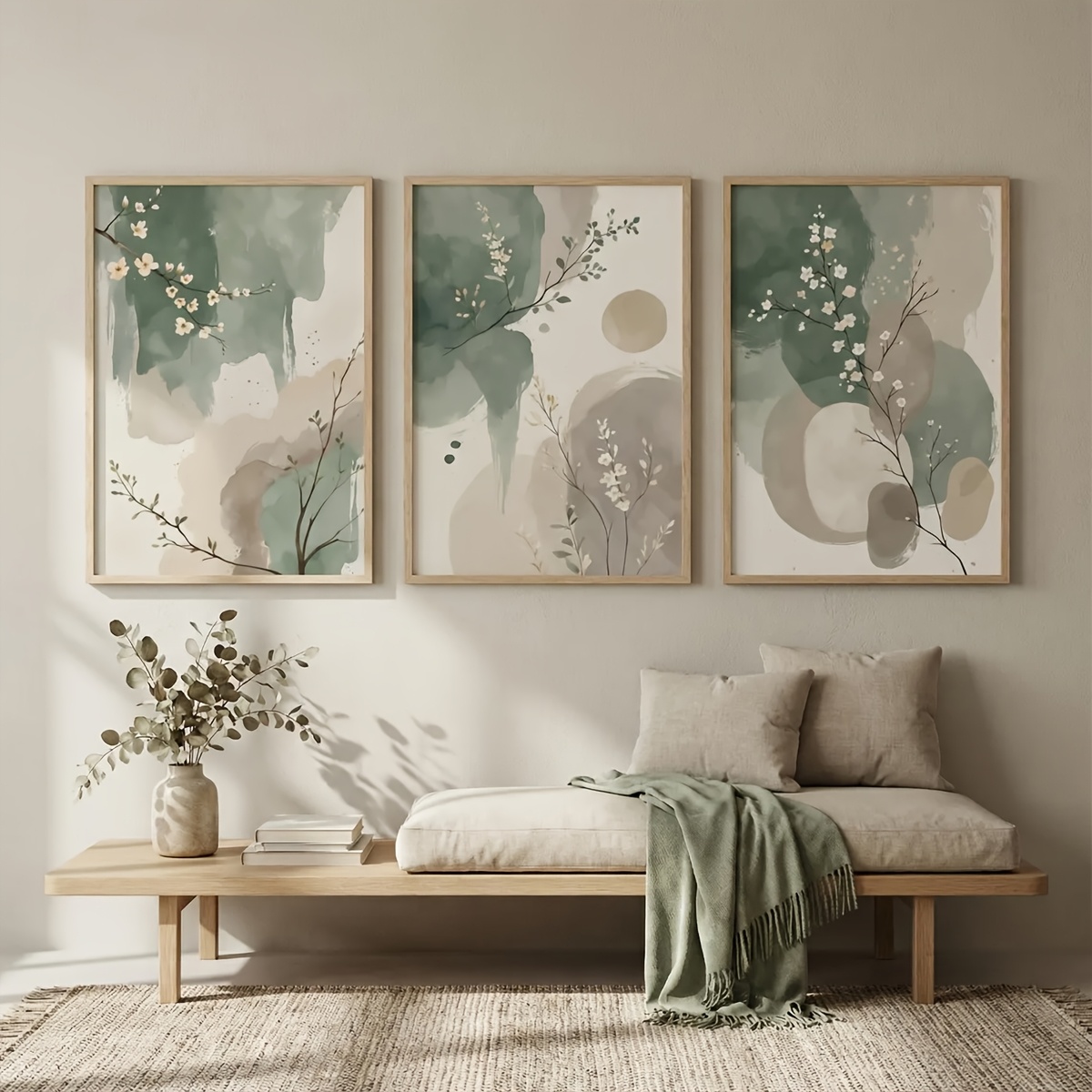 Interior Design Office - 3 stuks Japanse stijl planten canvas