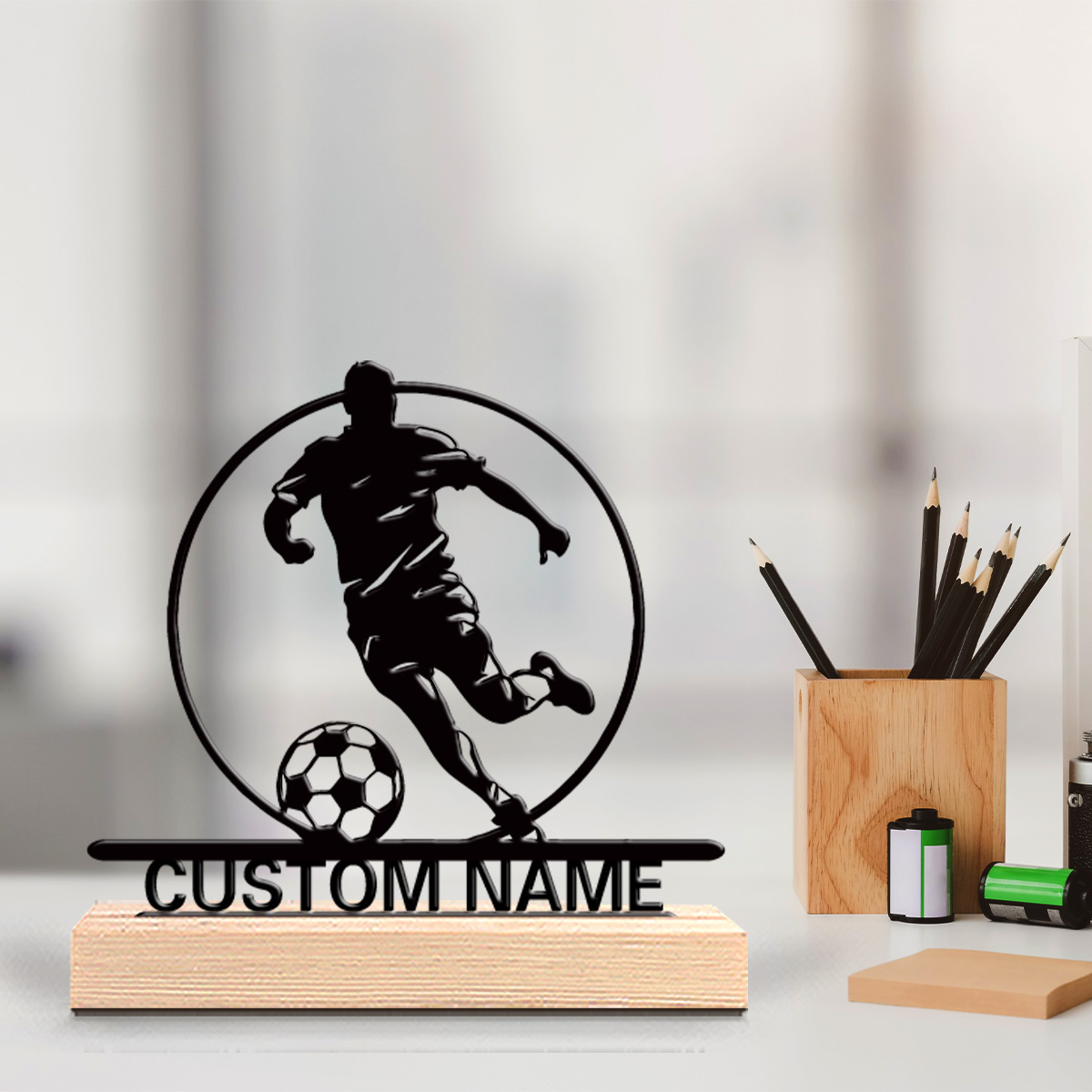 Interior Design Office - Aangepaste voetbalspeler metalen beeldje met naam,