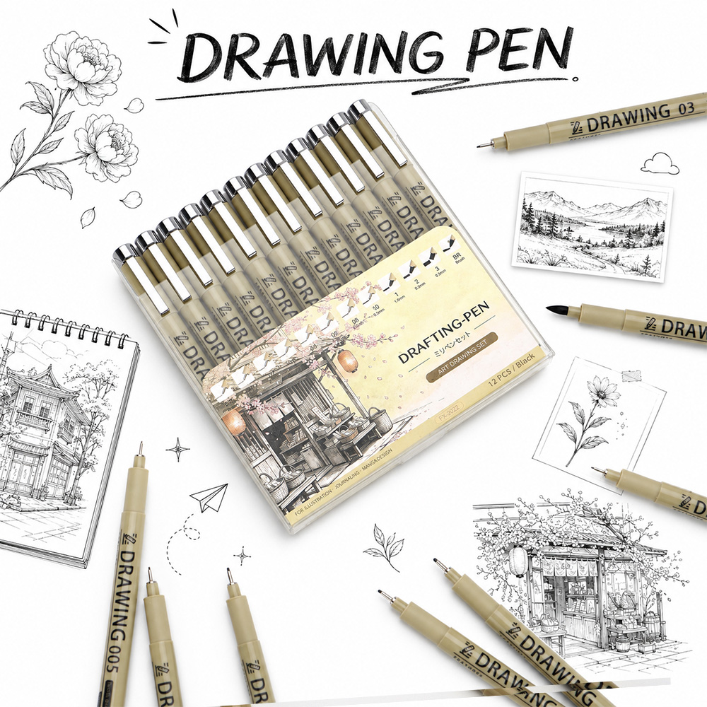 12 formaat fijne lijntekenpenn - Interior Design Sketch recensie en prijs